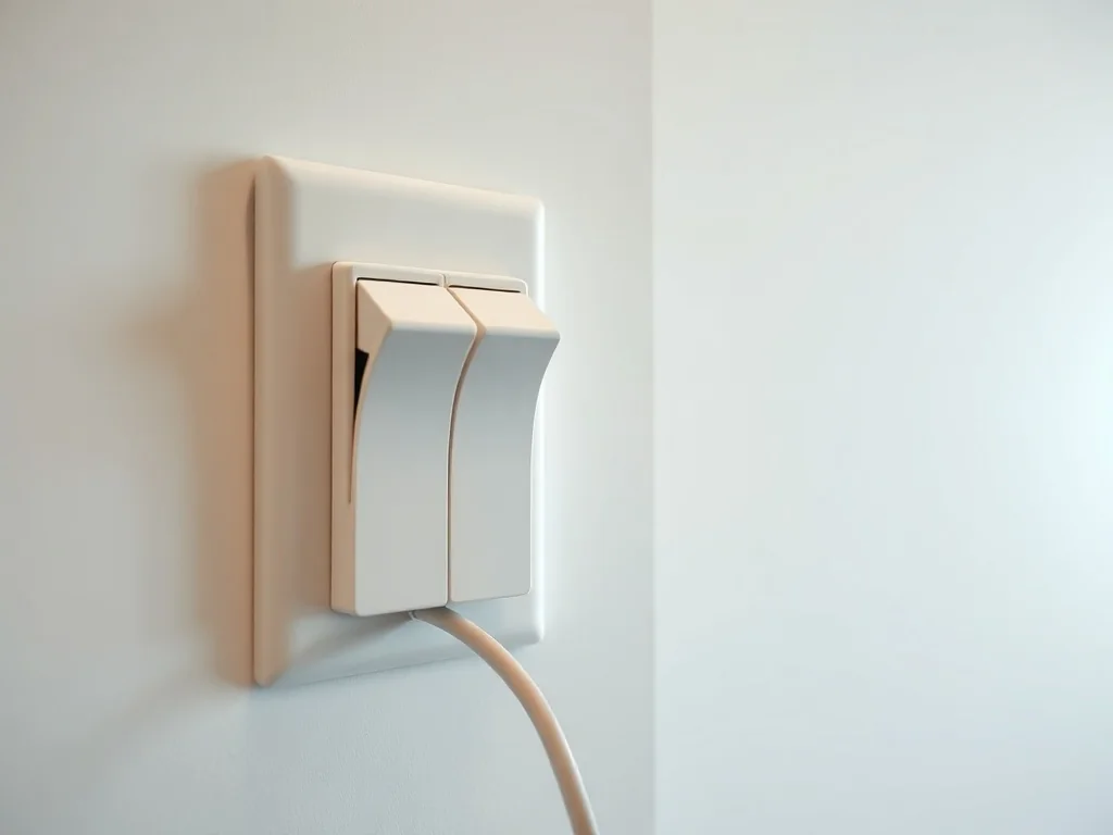 Podwójny włącznik światła z dwoma kablami w puszce, ilustrujący poprawne podłączenie instalacji w korytarzu.